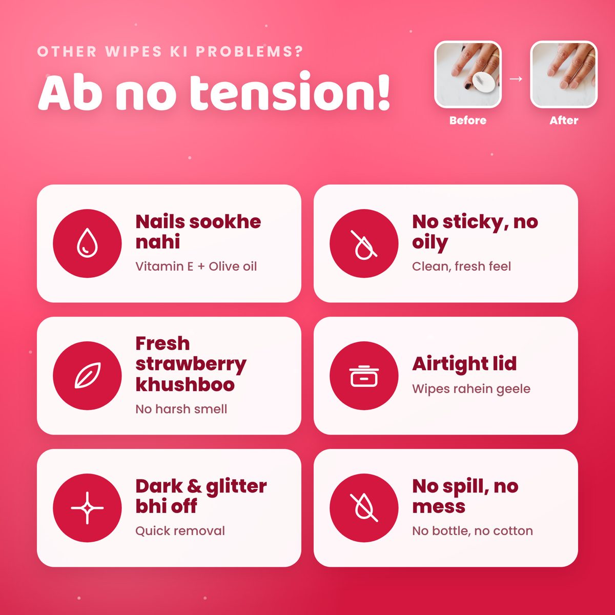 YUHME Nail Polish Remover Wipes (30 Wipes) - Image 3