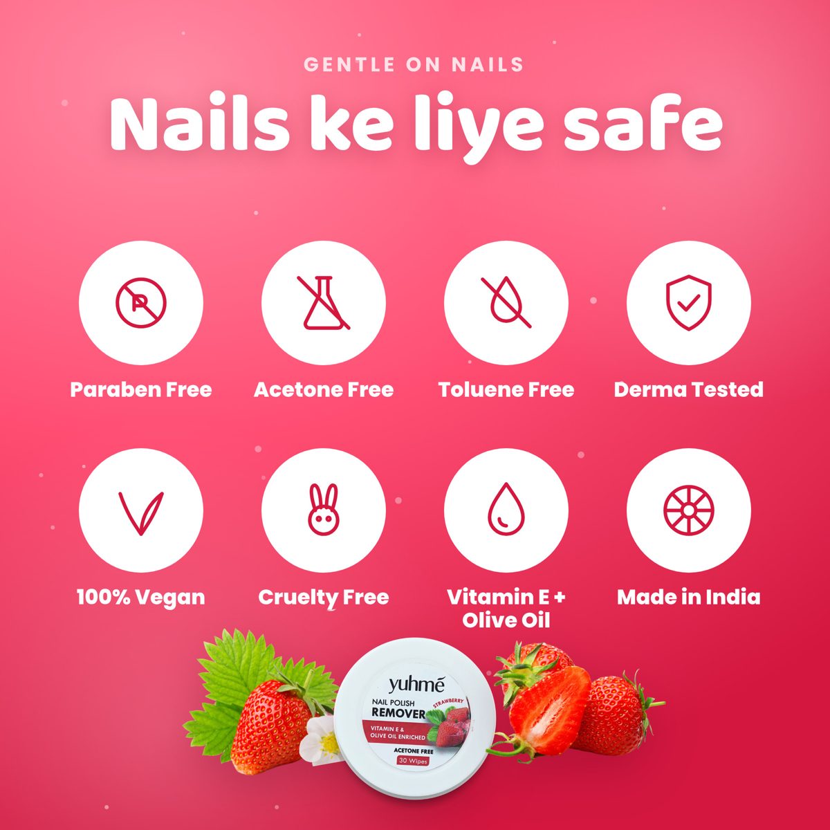 YUHME Nail Polish Remover Wipes (30 Wipes) - Image 8